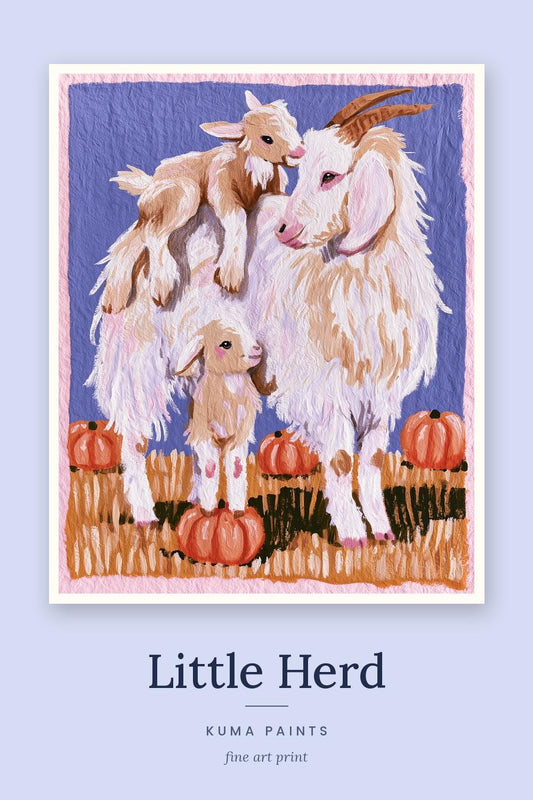 Little Herd | Goat Family Art Print