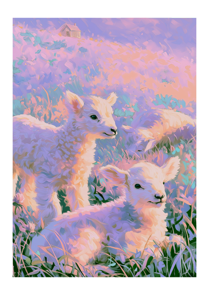 Original Variation of 'Lambs' in A4 Bordered