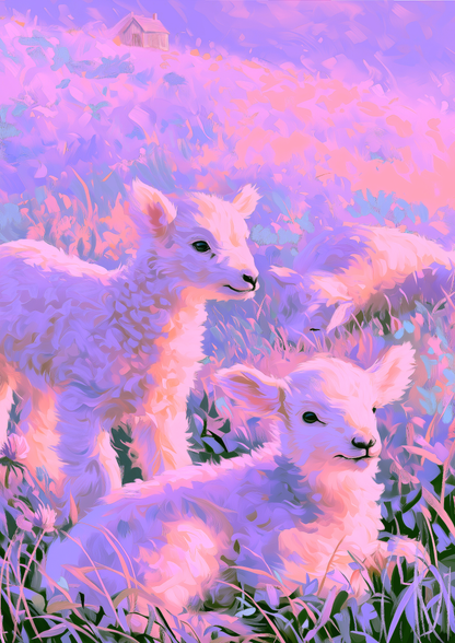 Dusk Variation of 'Lambs' in A4 Borderless