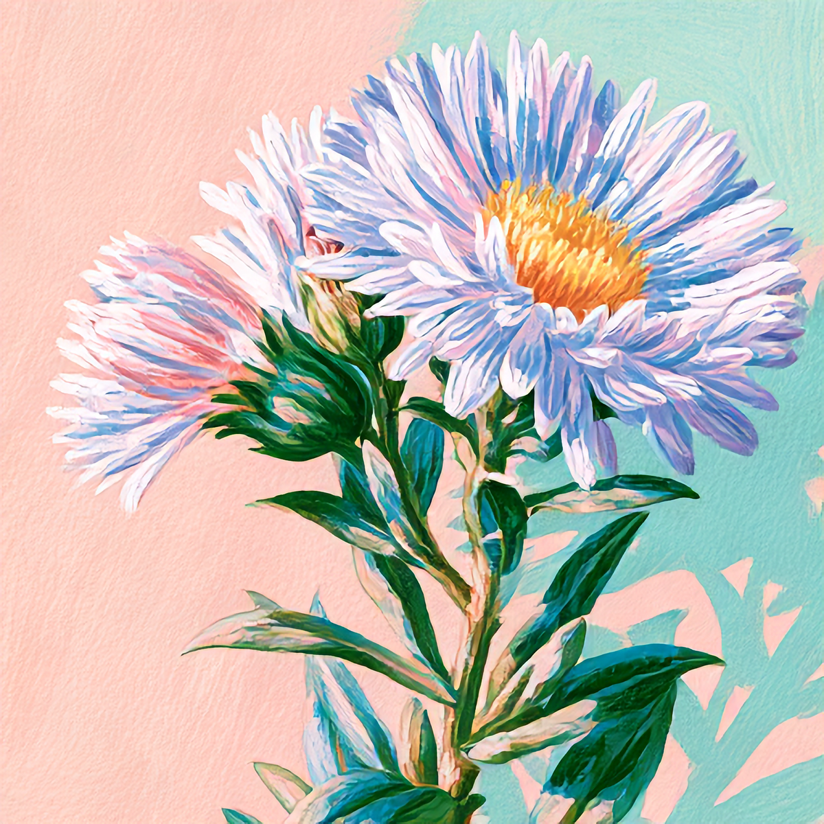 Watercolor painting of Aster, the September birth flower