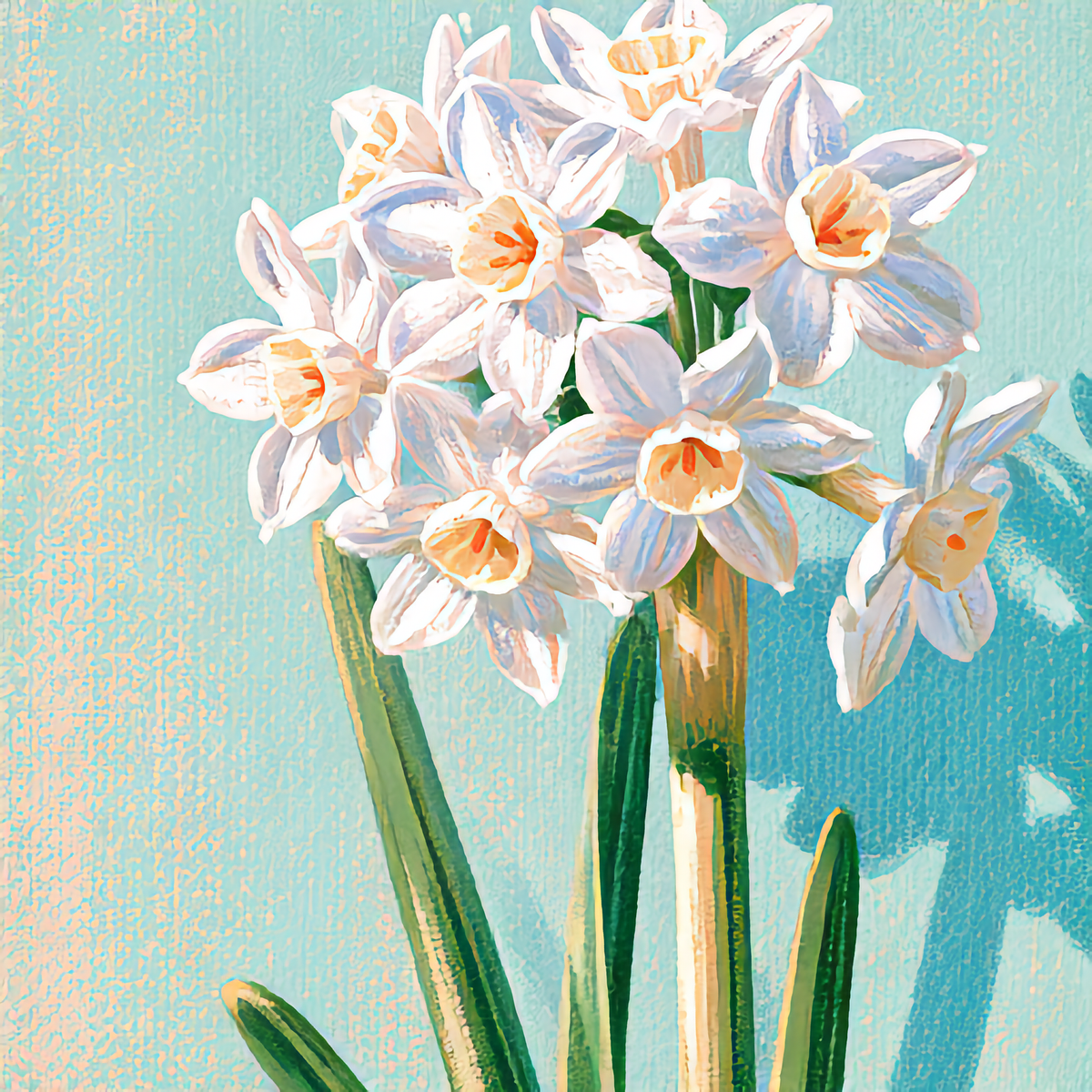Watercolor painting of Narcissus Paperwhite, the December birth flower