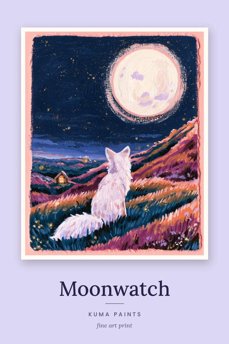 Moonwatch | White Fox Art Print
