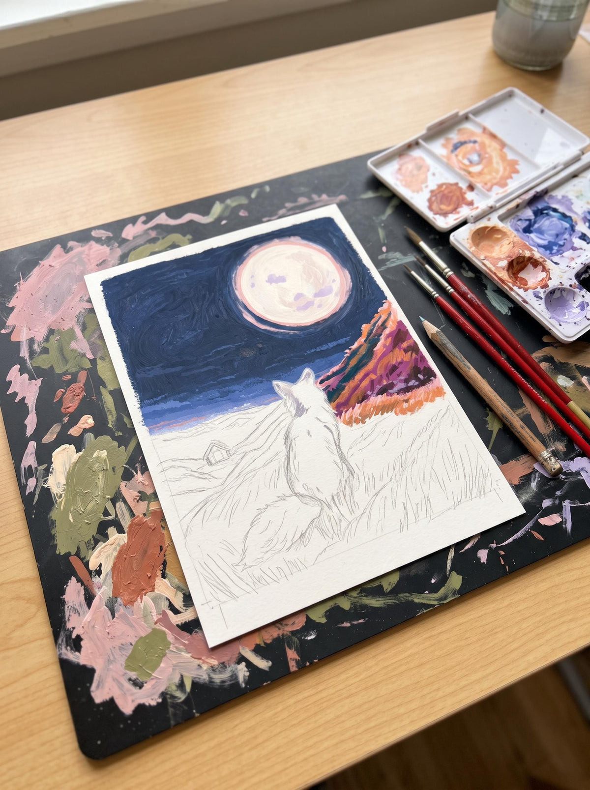 Moonwatch | White Fox Art Print