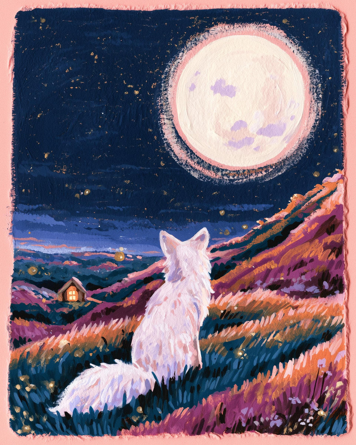 Moonwatch | White Fox Art Print