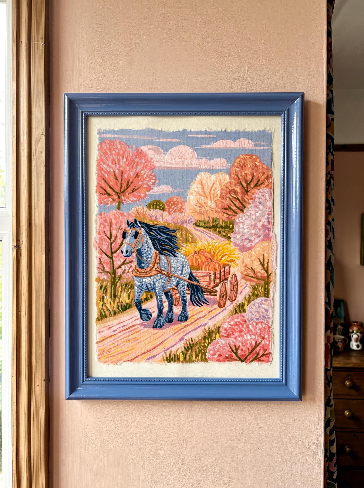 Golden Road | Horse and Wagon Art Print