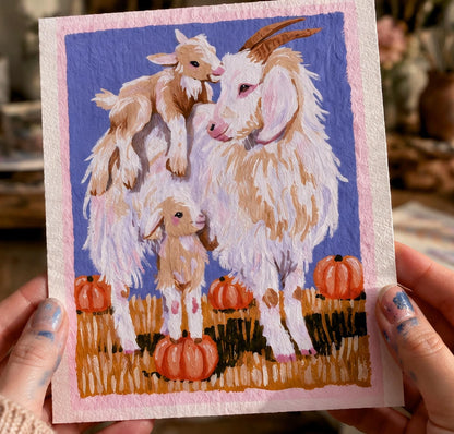 Little Herd | Goat Family Art Print