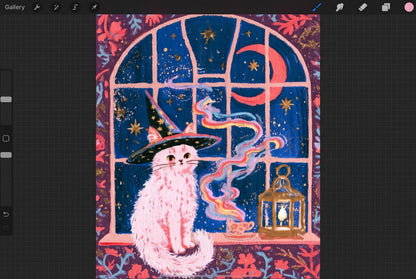 Midnight Tea | Witch Cat Art Print