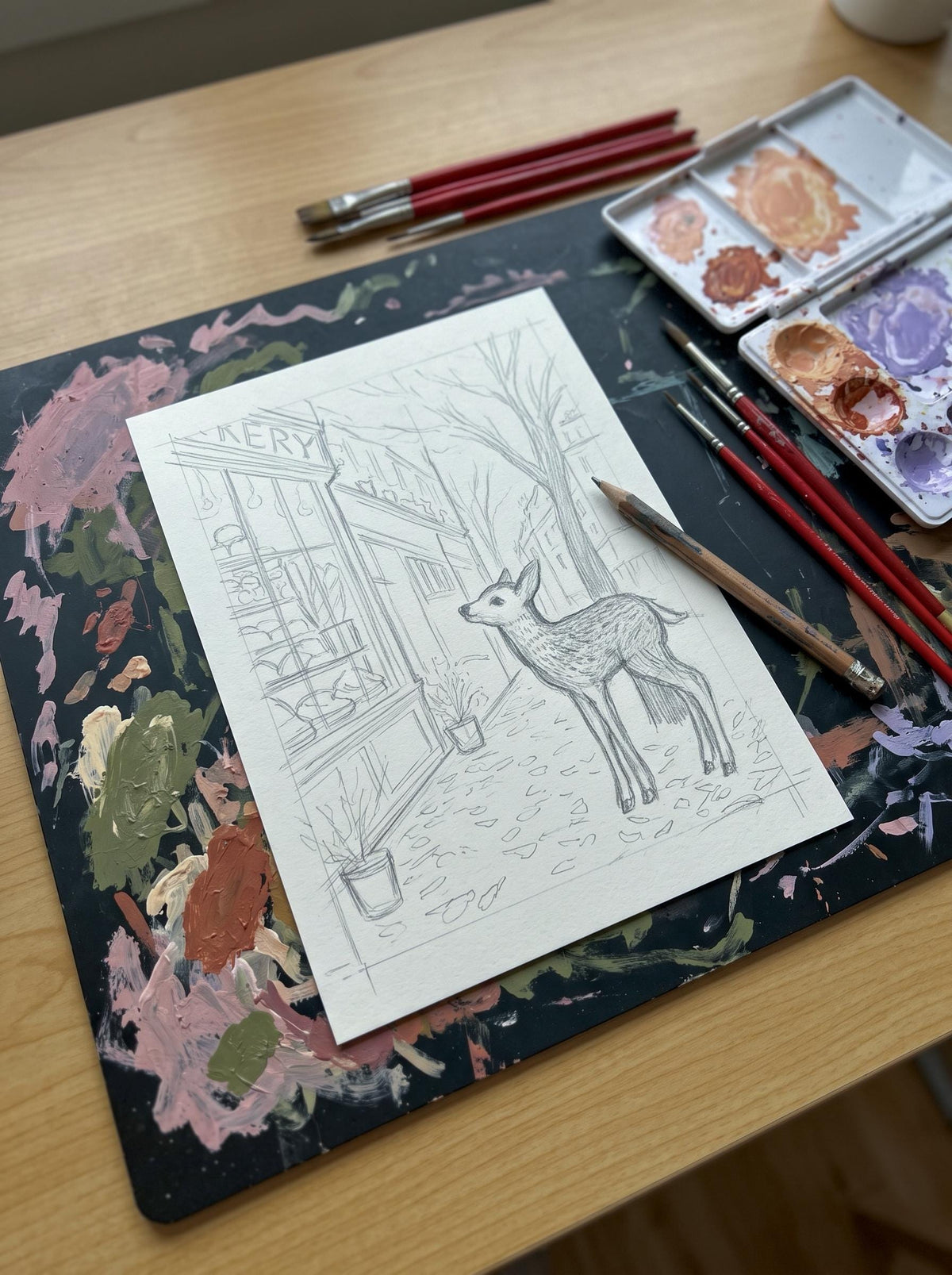 Fawn at the Bakery | Fawn Art Print