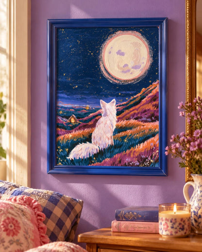 Moonwatch | White Fox Art Print