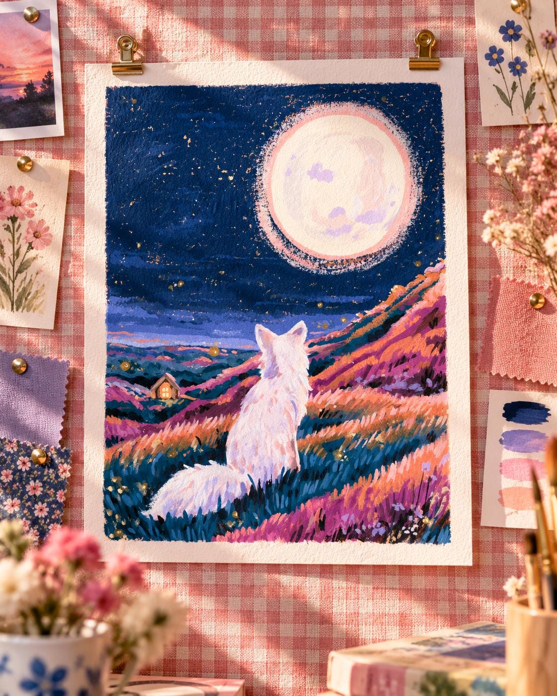 Moonwatch | White Fox Art Print
