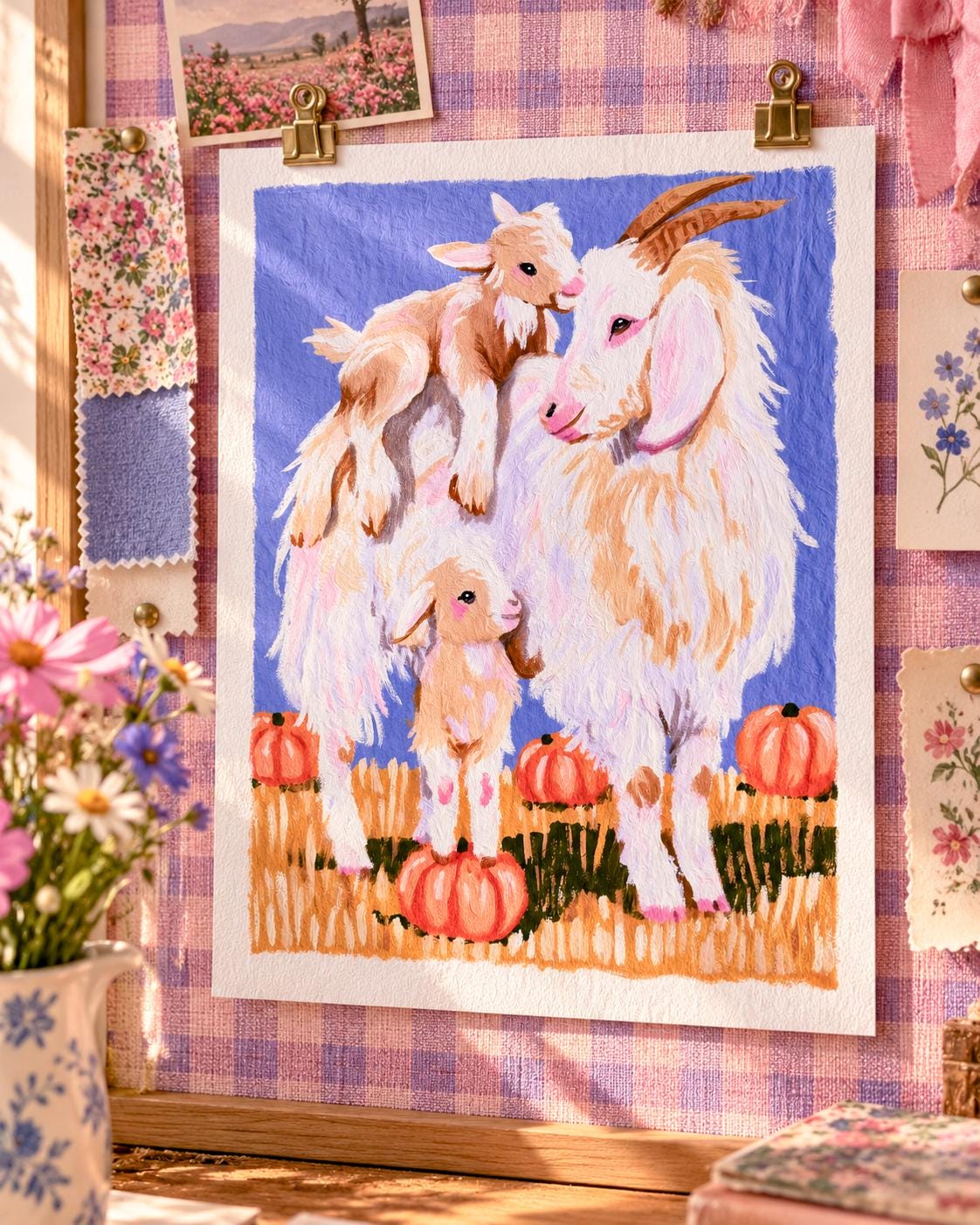 Little Herd | Goat Family Art Print