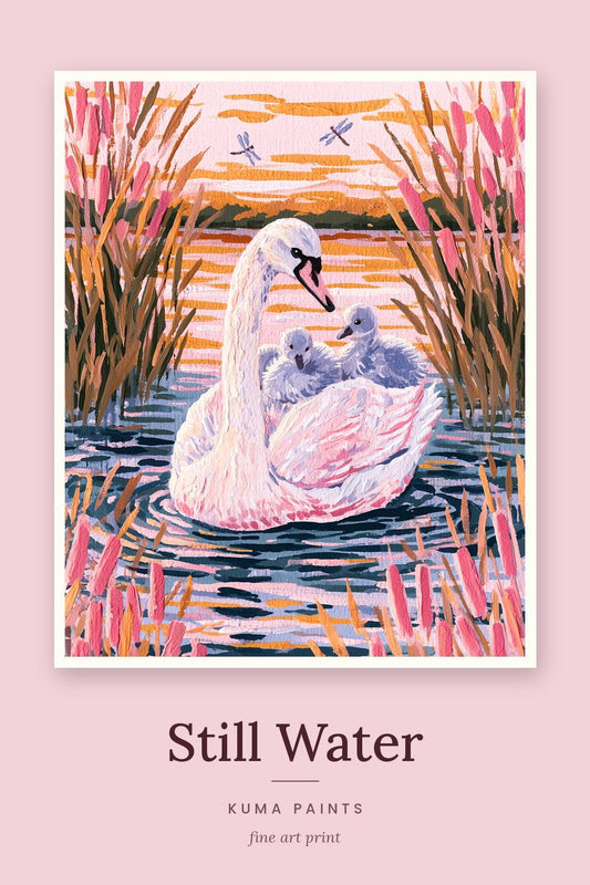 Still Water | Swan Art Print