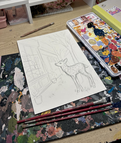Fawn at the Bakery | Fawn Art Print